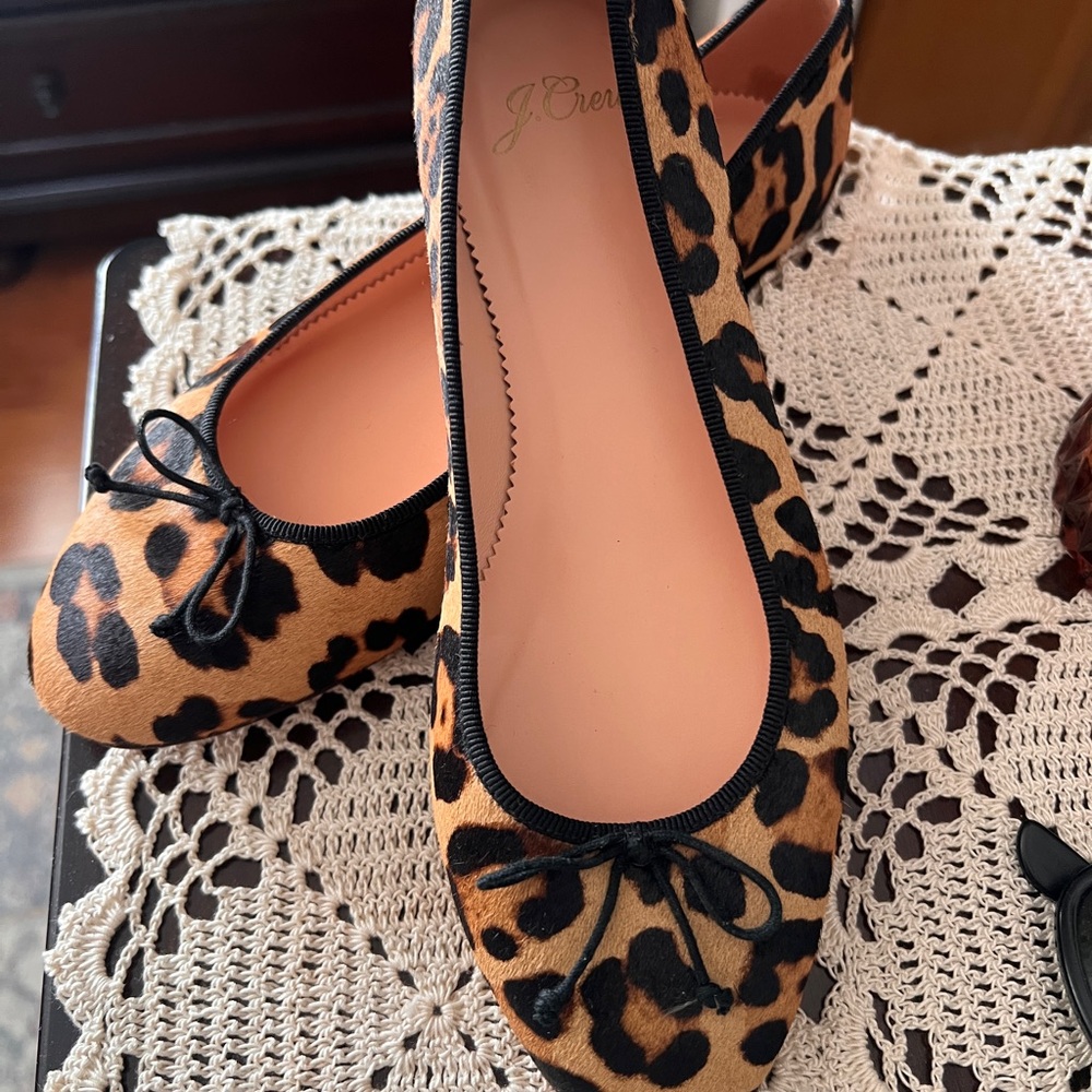 J. Crew Animal Print Flats with Bow
